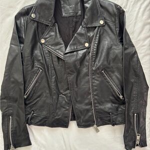 Elodie Black Leather Motorcycle Jacket Asymmetrical Zipper